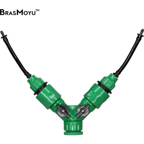 BRASMOYU 1PC Y Type Tap Connectors with Quick Adapter for 3/5mm Hose Garden Irrigation Water Splitter for 1/8'' Tubing Fittings