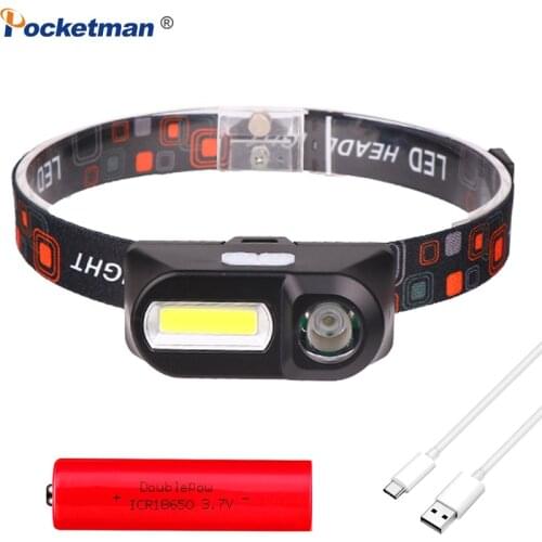 15000LM Bright XPE+COB LED Headlamp Waterproof Mini Head Light USB Rechargeable Headlight Camping Head Torch for Night Running