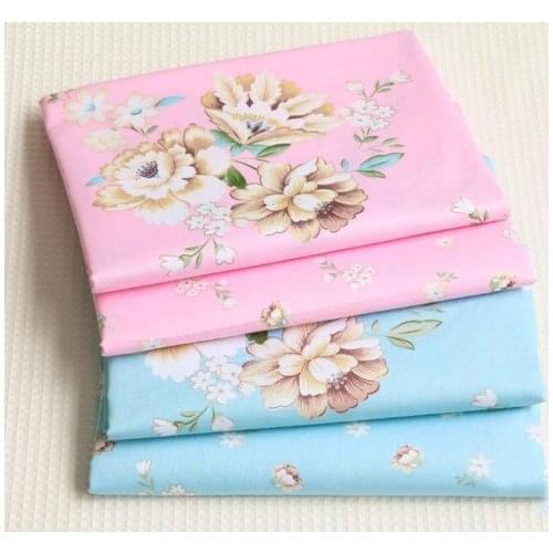 ZY DIY Fashion 40x50cm Brown Big Rose Flowers Printed 100% Cotton Fabric Bundle For DIY sewing Doll Cloth