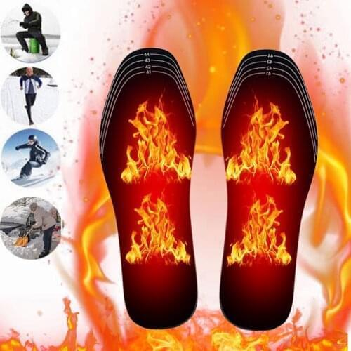 1Pair USB Charging Heated Shoe Insoles Electric Foot Warming Pad Feet Warmer Sock Mat 2020 Winter Cuttable Heated Insoles Pads