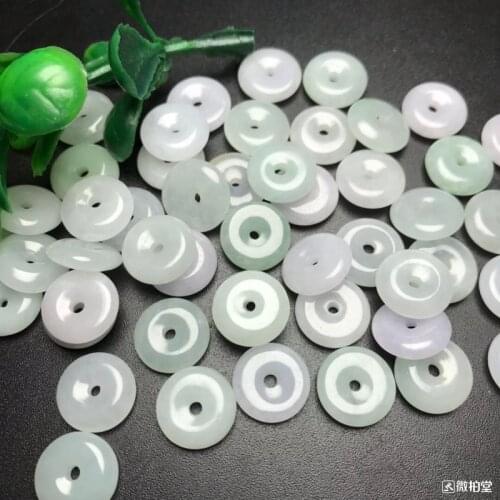 10PC Natural jade Emerald 14mm Safety buckle Bead Accessories DIY Bangle Charm Jewellery Fashion Hand-Carved Luck Amulet