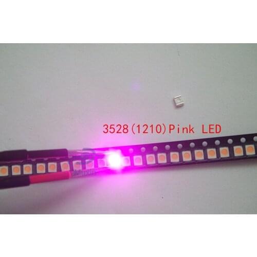 1000pcs Wholesale Pink POWER TOP 1210 3528 SMD SMT PLCC-2 Ultra Bright LED New Free shipping