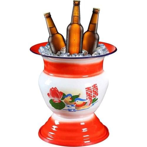 1960s Chinese Traditional Wine Rack Antique Kitchen Bar Table Decor Enamel Spittoon Fruit Bread Basket