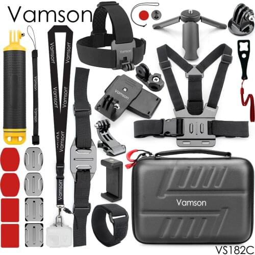 Vamson for GoPro 9 Accessory Medium Waterproof Carrying Case PU Set for Gopro Hero 9 8 7 6 for DJI OSMO AKASO YI Camera VS182