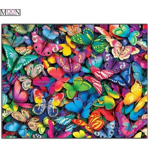 DIY 5D Diamond Painting Cross Multicolored Butterfly Diamond Embroidery Square Drill Diamond Mosaic Decoration Needlework Animal