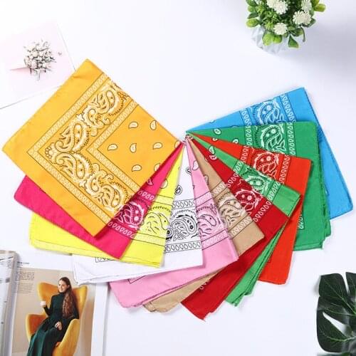 Unisex Bandana kerchief Hip Hop Black Hair Band Neck Scarf Sports Headwear Wrist Wraps Head Square Scarves Print Handkerchief