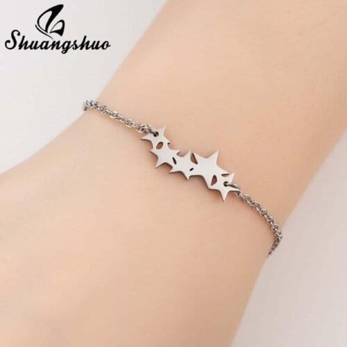 Shuangshuo Stainless Steel Constellation Star Bracelet Geometric Women Cuff Bangles Bangle Special Bitrthday Gifts pulseras