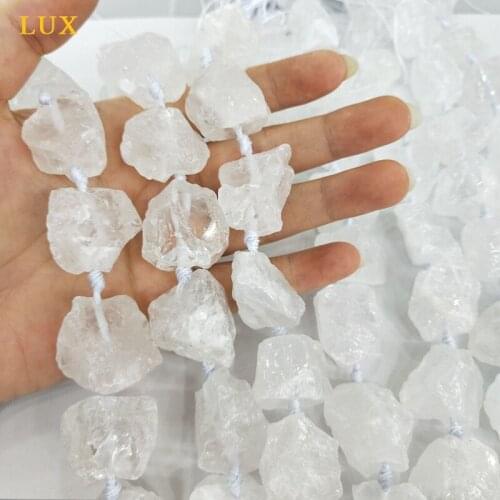 Charm Nugget Random Natural Quartz Clear Crystal beads Knotted Full Strand 15.5 inch raw rough crystal stone