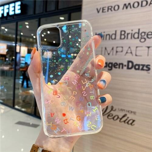 Alphabet sequins Case for Xiaomi Mi Note 9 10 Pro SE 9T Pro A3 A2 Lite Soft Cover for Xiaomi Redmi Note 9s 8 Pro 7 8T 10T