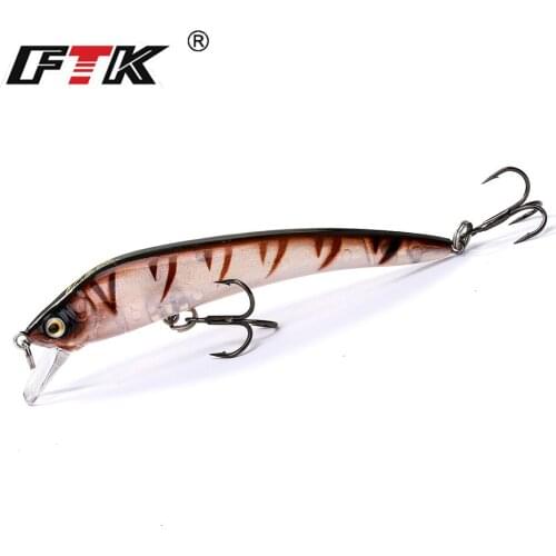 FTK 1pc Fishing Lure 90mm 8g Laser Hard Artificial Bait Sinking Minnow Fishing Bass Wobblers Pike Crank bait With Treble Hooks