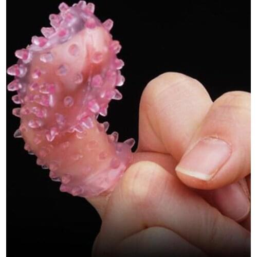 Flexible Silicone Massage Glove Reusable Finger Condoms Crystal Kondom G spot Stimulation Sex Toys for Couples Random Color