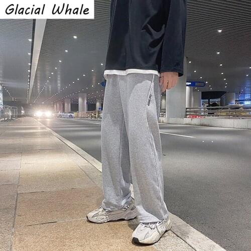 GlacialWhale Men Sweatpants Men 2021 New Spring Solid Baggy Joggers Japanese Streetwear Trousers Casual Grey Harem Pants For Men