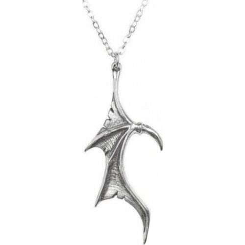 Gothic Creative Demon Wings Pendant Necklace Fashion Couple Heart-shaped Punk Accessories Trendy Mens Womens Party Jewelry