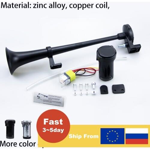 12V/24V Car Horn Air Truck Horn 17inch 150DB Multiple Color Loud Single Speaker for Boat Train Auto Motorcycl