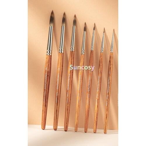 HWAHONG Artist Watercolor Paint Brush 345series, Round Brush Set of 6 Brushes for artist drawing watercolor brush art supplies