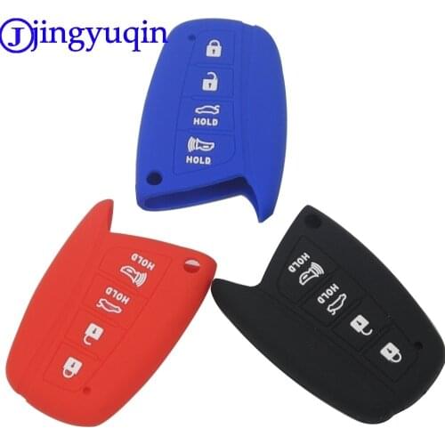 Jingyuqin 10ps 4 Buttons Remote Silicone Key Fob Cover Case Holder Sticker For Hyundai Solaris Ix35 Ix45 Accent Santa Fe Tucson