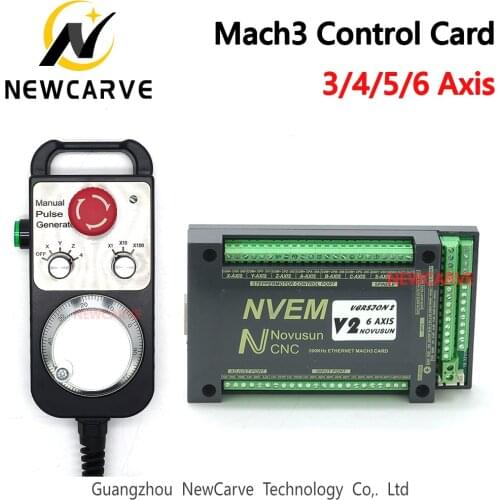 NVEM Mach3 Controller + MPG Handwheel 3 4 5 6 Axis Ethernet Port 200KHz For CNC Router NEWCARVE