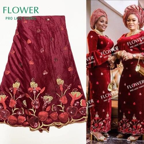 2020 High Quality Flannelette Fabric With Sequins Lace Fabric For African Women Sewing Dress Velvet Lace Material With Guipure