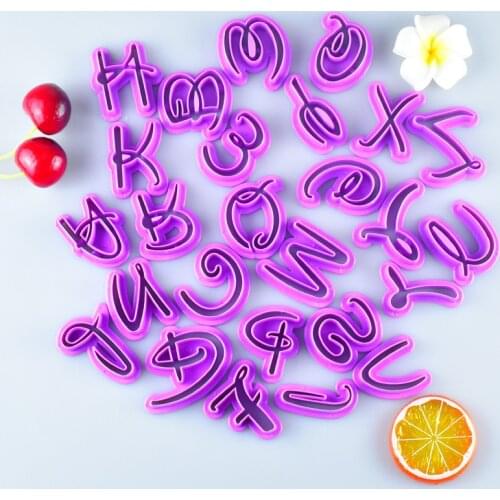 26pcs/set Cartoon Alphabet Cake Molds Figure Plastic Letter Fondant Mold Cookie Cutter Number Cake Mould Baking Decorating Tools