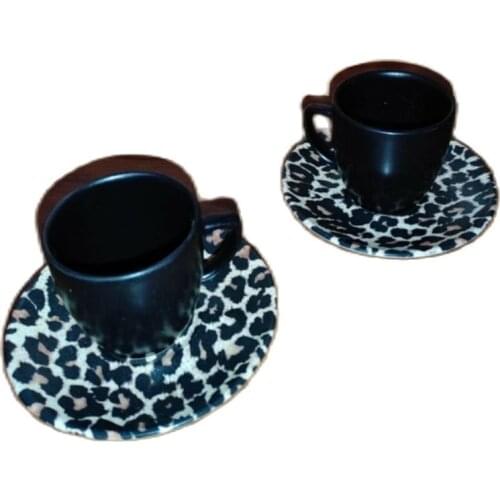 Coffee Cup Set 2 Person Gift Leopard Pattern Presentation Cup Set кружка coffee cup Geometric Ceramic Cup and Tea Cup gift