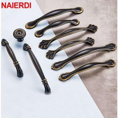NAIERDI Zinc Alloy Cabinet Handles European Retro Drawer Knobs Kitchen Cupboard Door Pulls Furniture Handle Hardware