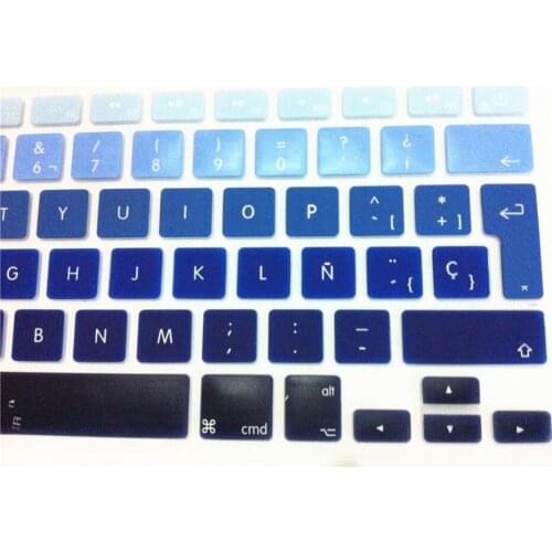 For MacBook Pro air 13" 15" 17" Air 13 inch EU layout New Arrival Blue Gradient Spanish Silicone Keyboard Cover Skin sticker