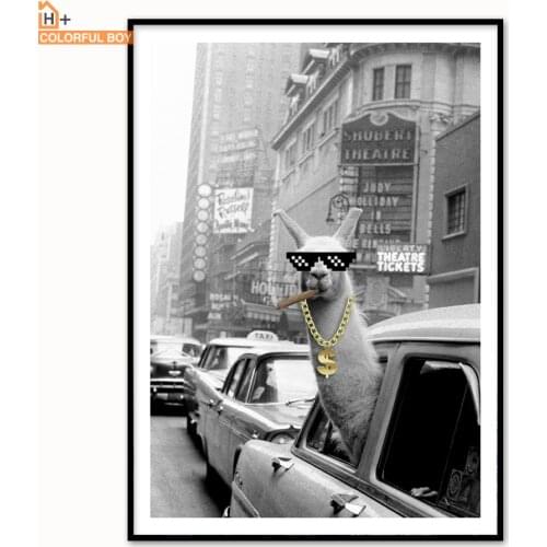 COLORFULBOY Wall Art Print Canvas Painting Llama New York Landscape Poster Nordic Wall Pictures For Living Room Decor