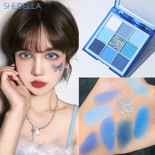 9 Colors Neon Eyeshadow Palette Glitter Eyeshadow Makeup Palette Matte Shimmer Shiny Blue Yellow Eye Pigmented Powder Cosmetics