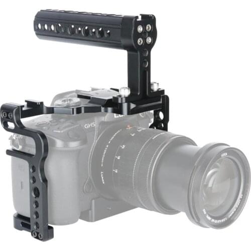 NICEYRIG for Panasonic Lumix GH5 GH5s Photography Camera Cage Kit with NATO Cheese Top Handle NATO Rail 1/4 3/8 Screw Cold Shoe