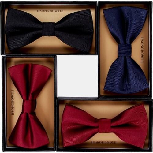 2020 New Fashion Mens Bow Ties for Wedding Double Fabric Modern Bowtie Club Banquet Anniversary Butterfly Tie with Gift Box