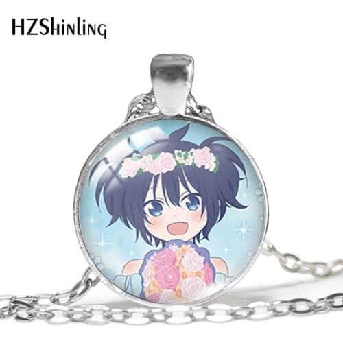 2021 New Happy Sugar Life Pendant Necklace Satou Shio Pendants Round Glass Photo Necklaces 25mm Jewelry Gifts Fan