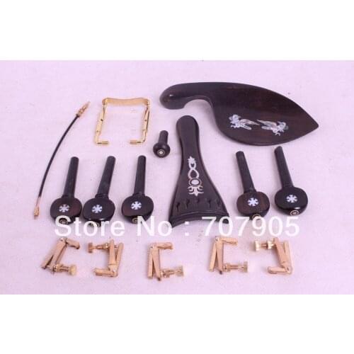 New 4/4 violin parts ebony,tuner peg chinrest tailpiece tail gut endpin #W9-2