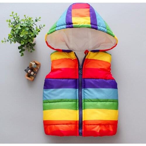 New autumn winter baby vests for boys & girls casual rainbow style children Waistcoats 1-5Y hooded vest coats baby child