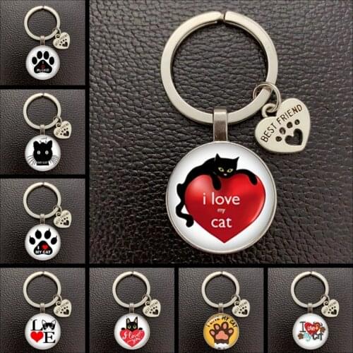 Very Cute Pet Cat Keychain Cat Paw Footprint Pattern Keychain BEST FRIEND Pendant Keychain Favorite Cat Essential Keychain