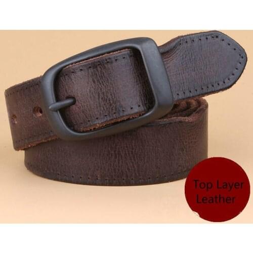 Men Top Layer Leather Casual High Quality Belt Vintage Design Pin Buckle Genuine Leather Belts Male Waistband Cummerbund