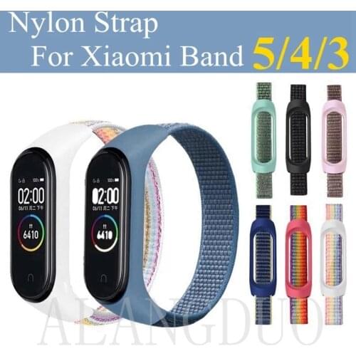 Strap for mi band 5 Bracelet Nylon Sport loop watch Belt pulsera correa Strap Miband 5 Wristband for xiaomi Mi band 4 3 Bracelet
