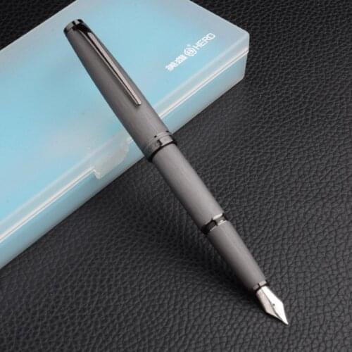 Luxury quality brand HERO metal Fountain Pen SET gift BOX Brushed Matte black ink pens Stationery Office school supplies new