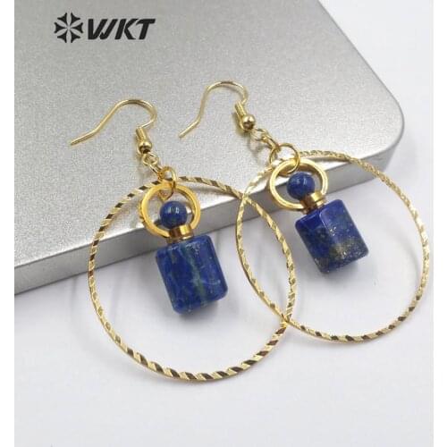 WT-E580 WKT Natural Stone Perfume Bottle Earrings With Electroplated Circle Earrings Women Fashion Earrings Jewelry