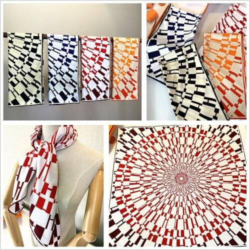 Geometric circle Scarf Women Silk Scarf Luxury Brand Scarf Shawl Silk Scarves Long Printed Shawls Beach Cover-ups Sun shawl