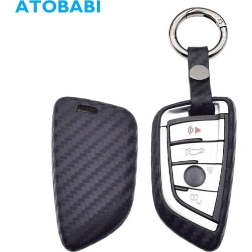 Silicone Car Key Case Carbon Fiber Style Blade Smart Remote Control Fobs Protector Cover For BMW X3 X4 X5 X6 X1 1 2 3 5 7 Series