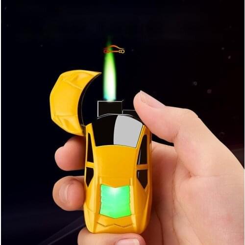 Sports car key chain lighter creative windproof blue flame direct fire lighter