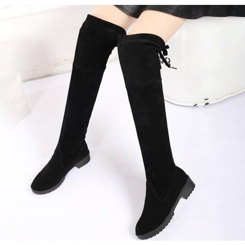 Low Heels Keep Warm Women Boots Over The Knee Boots Woman Stretch Fabric Knee High Boots Female Autumn Women Shoe Botas Mujer