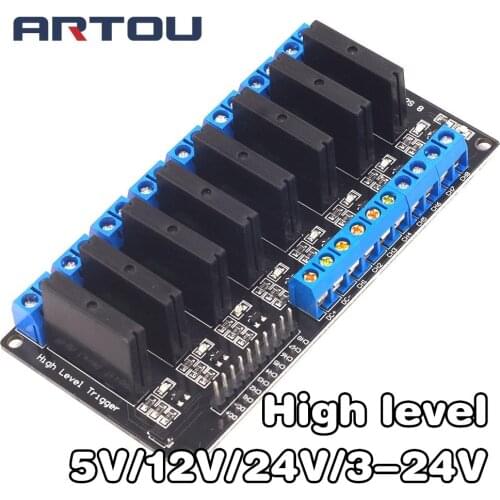 5V/12V/24V/3-24V 8 Channel Solid State Relay Module High Level Relay DC-AC/DC-DC PCB SSR AVR DSP for arduino Diy Kit