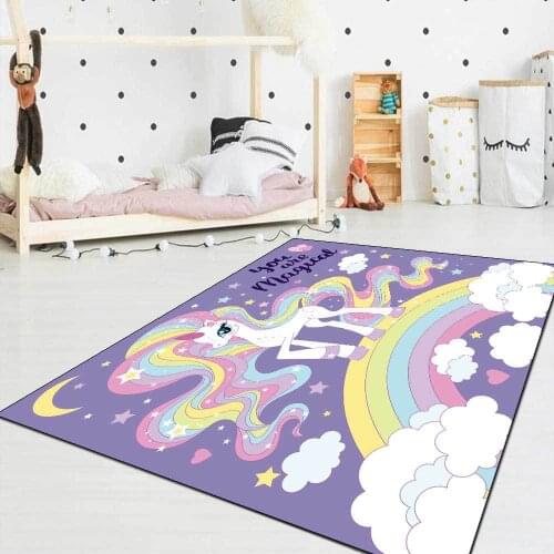 Unicorn 3D Printed Thicken Carpet Child Room Play Mat Cartoon Kids Game Area Rug Home Decoration Carpets for Living Room Bedroom