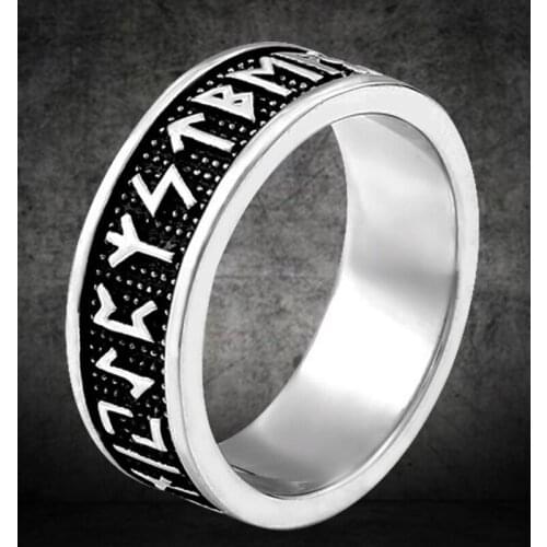 Vintage Stainless Steel Odin Norse Viking-Amulet Rune Fashion Men And Women Retro Rings Jewelry