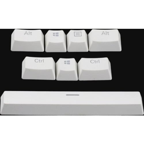 YMDK PBT Black White 8 Key Douhle Shot Shine Through Keycap Bottom Row Special Keys For Corsair Logitech Razer Coolermaster