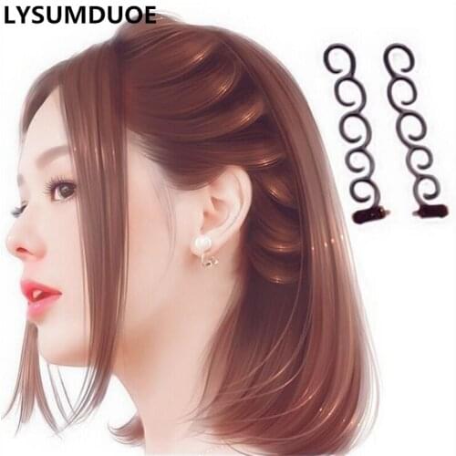 Women Hair Accessories 2Pcs Plastic Magic Ponytail Braided Twist Hairpin Curls Hair Styling Maker Tool Portable Barrette Hairpin