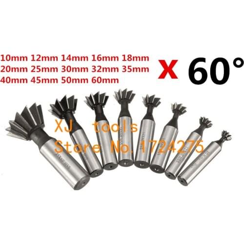 1PCS 60 Degree HSS Dovetail Milling Cutters 60 Degree 10mm 12mm 14mm 16mm 18mm 20mm 25mm 30mm 32mm 35mm 40mm 45mm 50mm 60mm