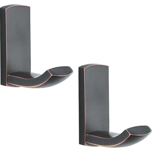 Leyden Brass Square Black Finish Towel Hook Set Of 2 Packs,ORB Robe Coat Hanger Wall Mounted Heavy Duty Small Size