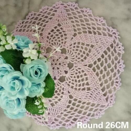 26CM Round Pastoral Vintage Coasters Placemats Craft Exquisite Crochet Flowers Pattern Cotton Lace Wedding Party Dining Doilies
